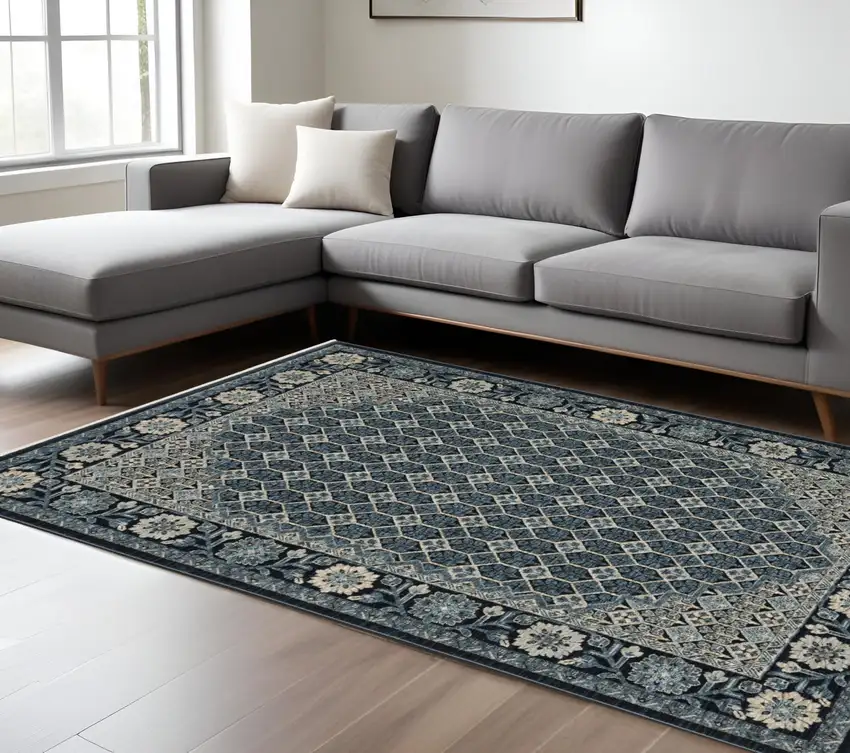 Ivory Oriental Area Rug With Fringe Photo 1