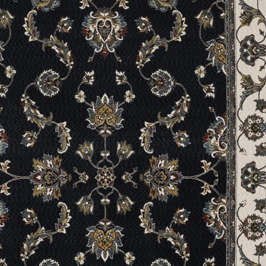 Ivory Oriental Area Rug With Fringe Photo 7