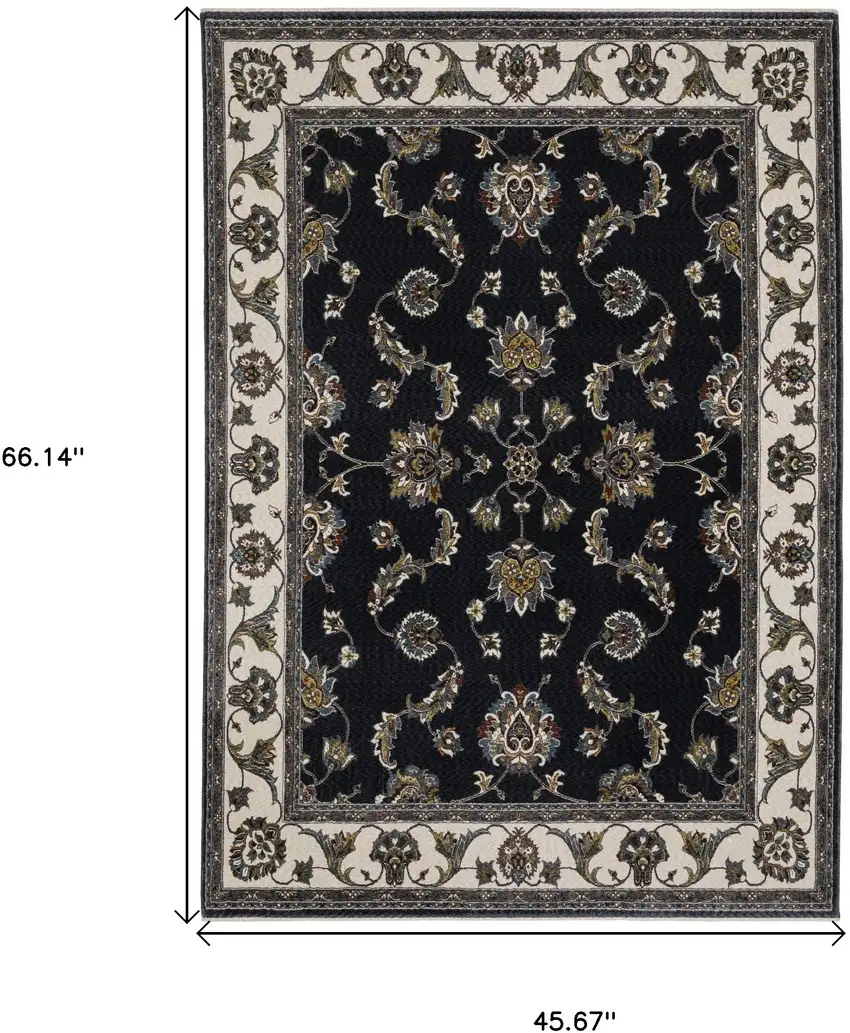 Ivory Oriental Area Rug With Fringe Photo 3