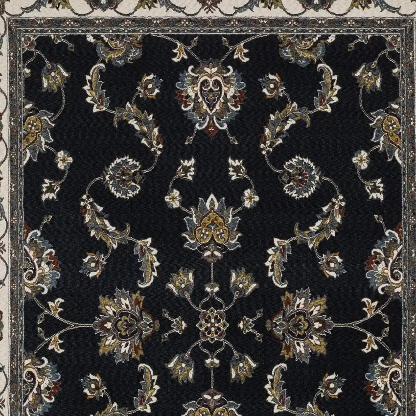 Ivory Oriental Area Rug With Fringe Photo 9