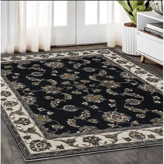 Ivory Oriental Area Rug With Fringe Photo 1