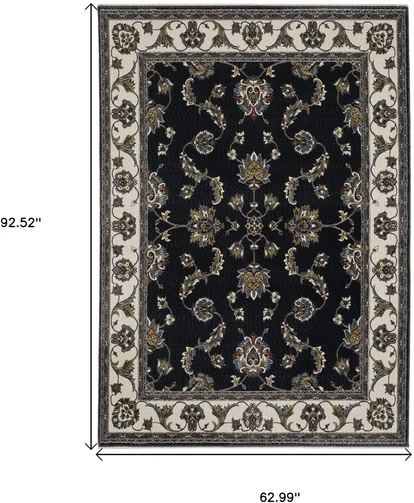Ivory Oriental Area Rug With Fringe Photo 3