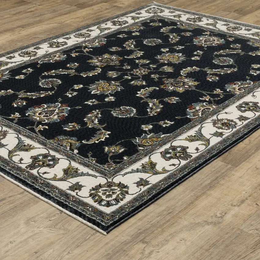 Ivory Oriental Area Rug With Fringe Photo 4