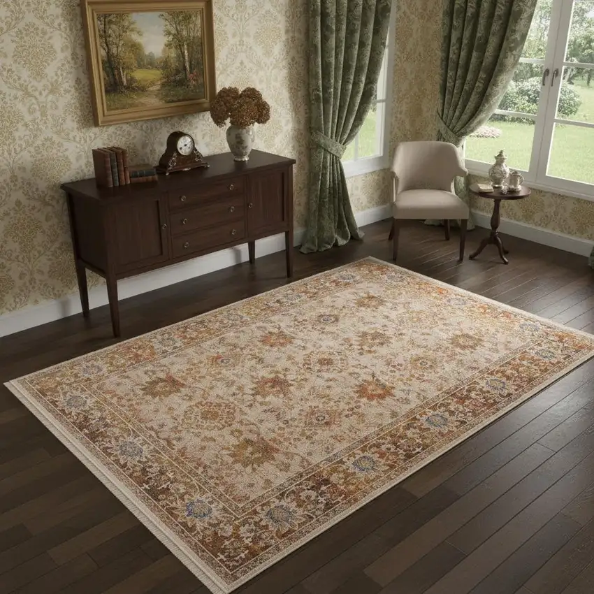Ivory Oriental Area Rug Photo 1