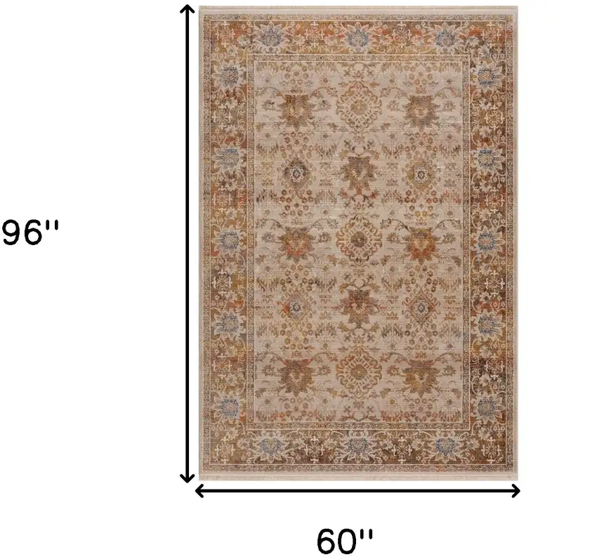 Ivory Oriental Area Rug Photo 7