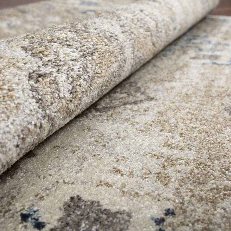 Ivory Oriental Distressed Area Rug Photo 3
