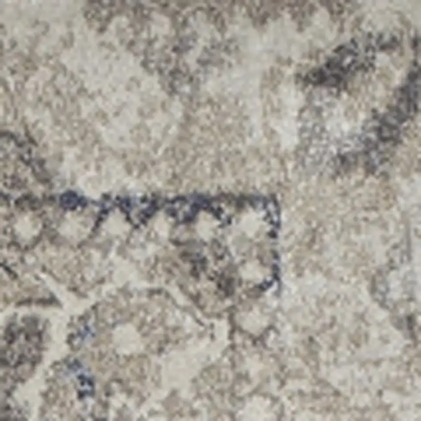 Ivory Oriental Distressed Area Rug Photo 5