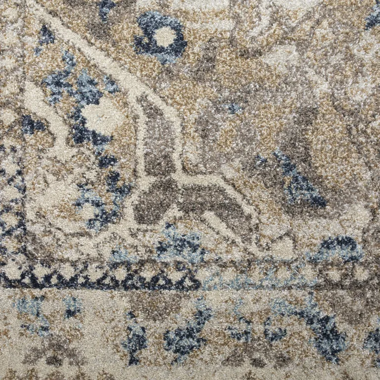 Ivory Oriental Distressed Area Rug Photo 5