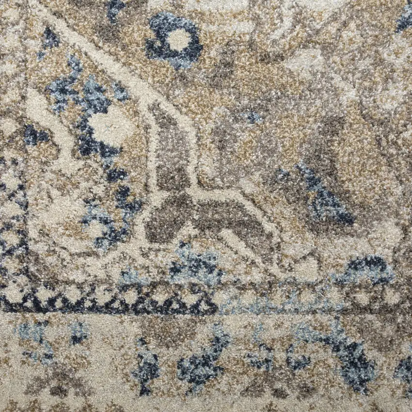 Ivory Oriental Distressed Area Rug Photo 6