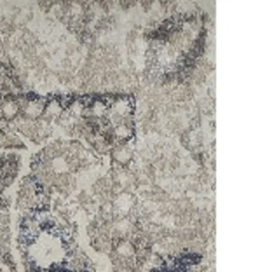 Ivory Oriental Distressed Area Rug Photo 8