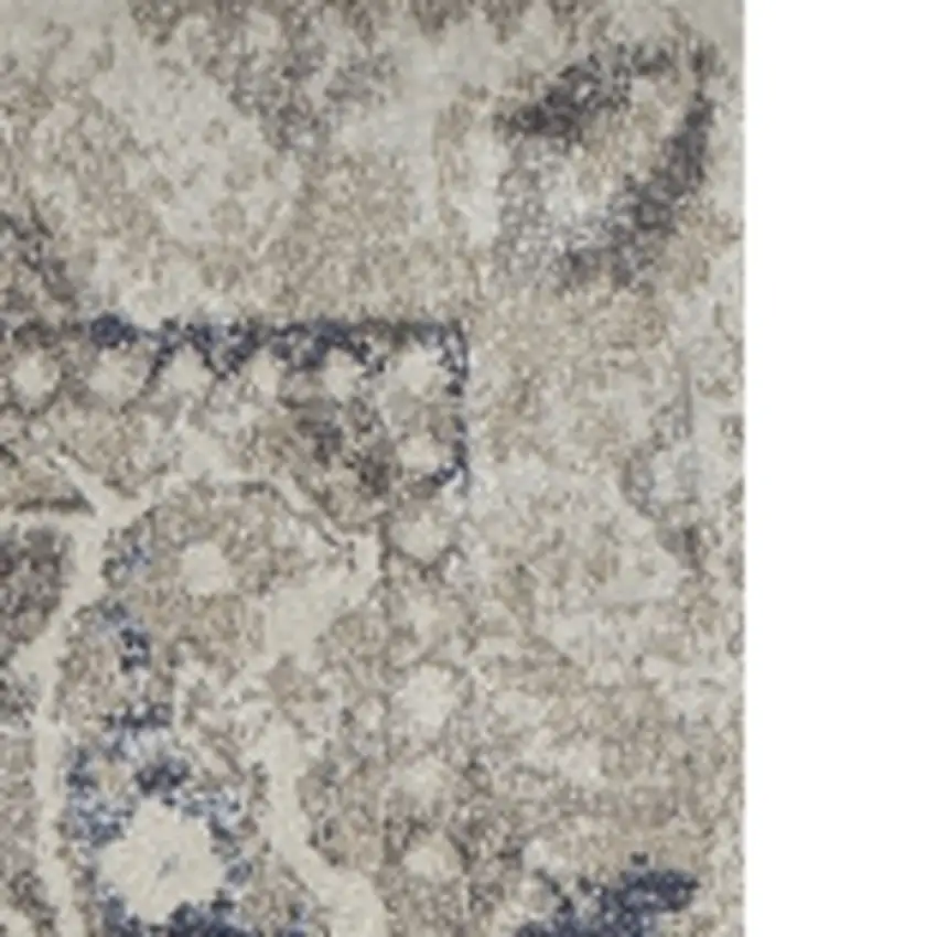 Ivory Oriental Distressed Area Rug Photo 8