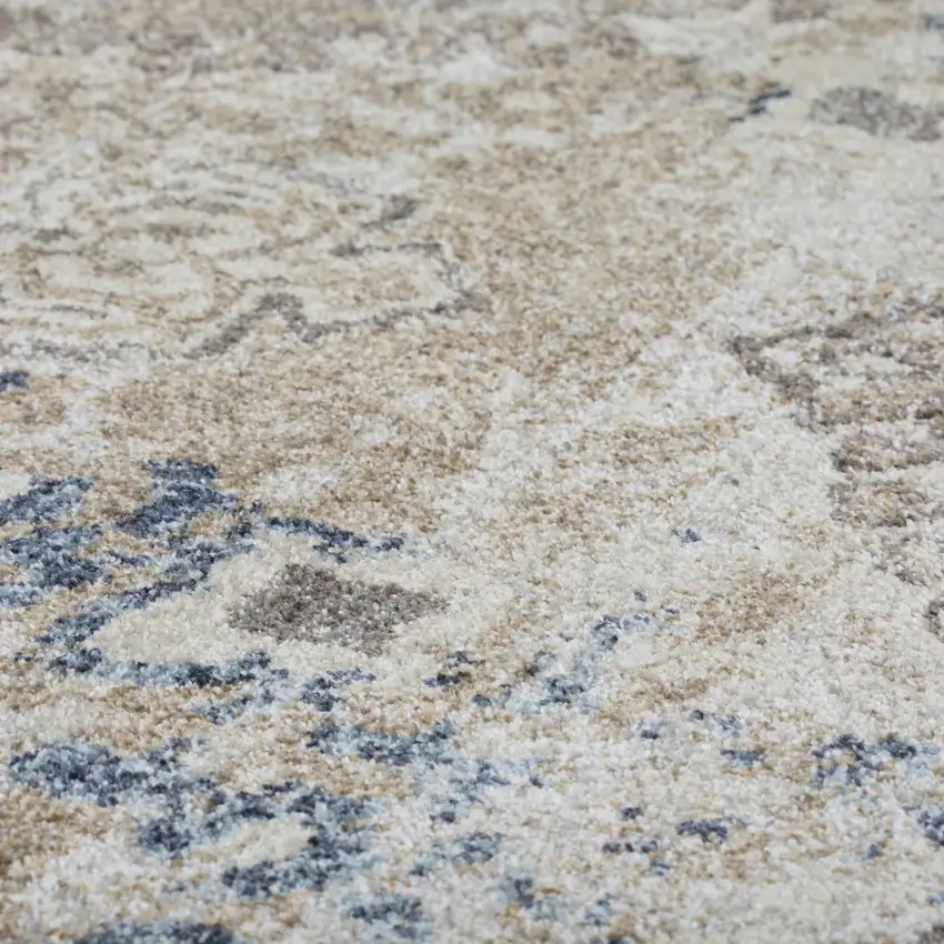 Ivory Oriental Distressed Area Rug Photo 9