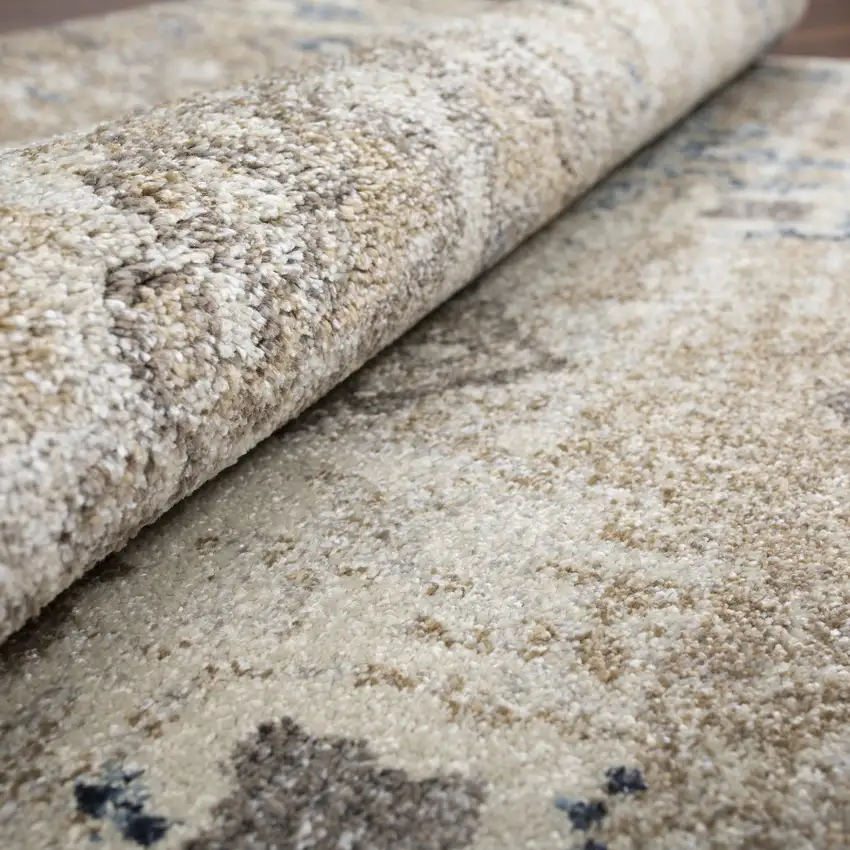Ivory Oriental Distressed Area Rug Photo 4
