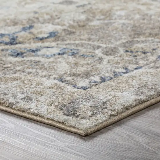 Ivory Oriental Distressed Area Rug Photo 3