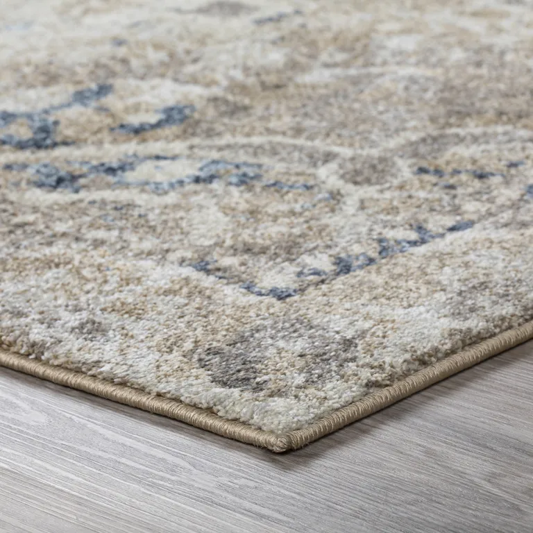 Ivory Oriental Distressed Area Rug Photo 2