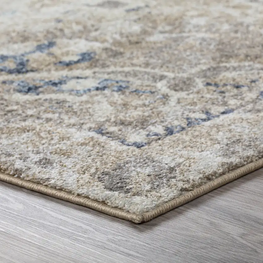 Ivory Oriental Distressed Area Rug Photo 3