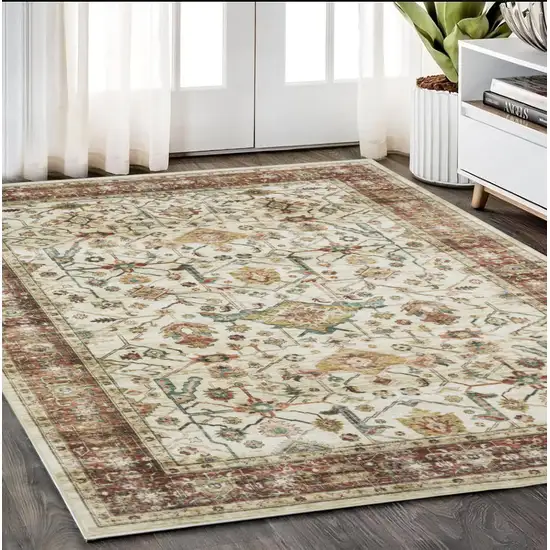 Ivory Oriental Distressed Area Rug Photo 1
