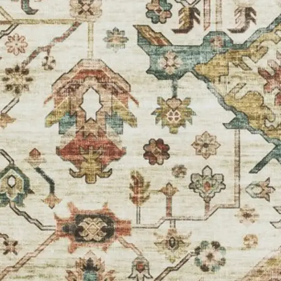 Ivory Oriental Distressed Area Rug Photo 6