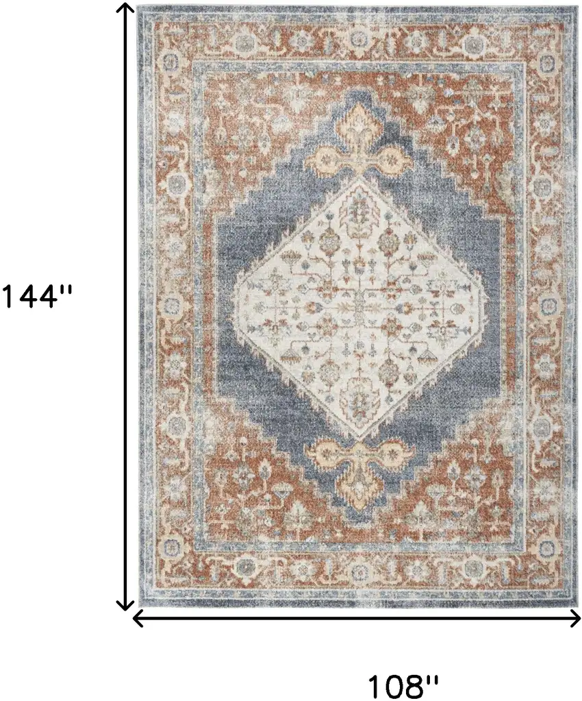 Ivory Oriental Power Loom Distressed Area Rug Photo 9