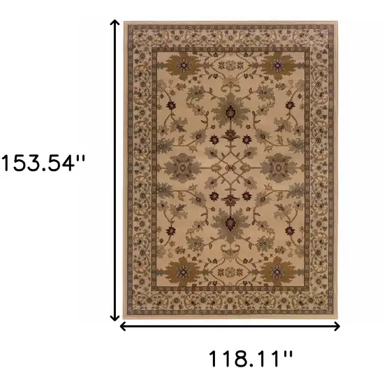 Ivory Oriental Power Loom Stain Resistant Area Rug Photo 4