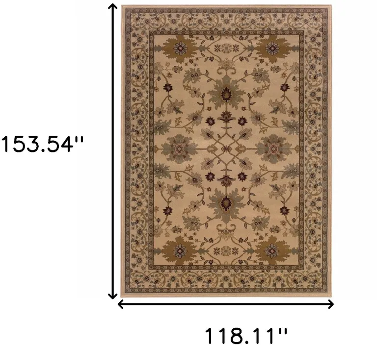 Ivory Oriental Power Loom Stain Resistant Area Rug Photo 4