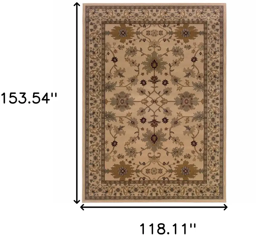 Ivory Oriental Power Loom Stain Resistant Area Rug Photo 4