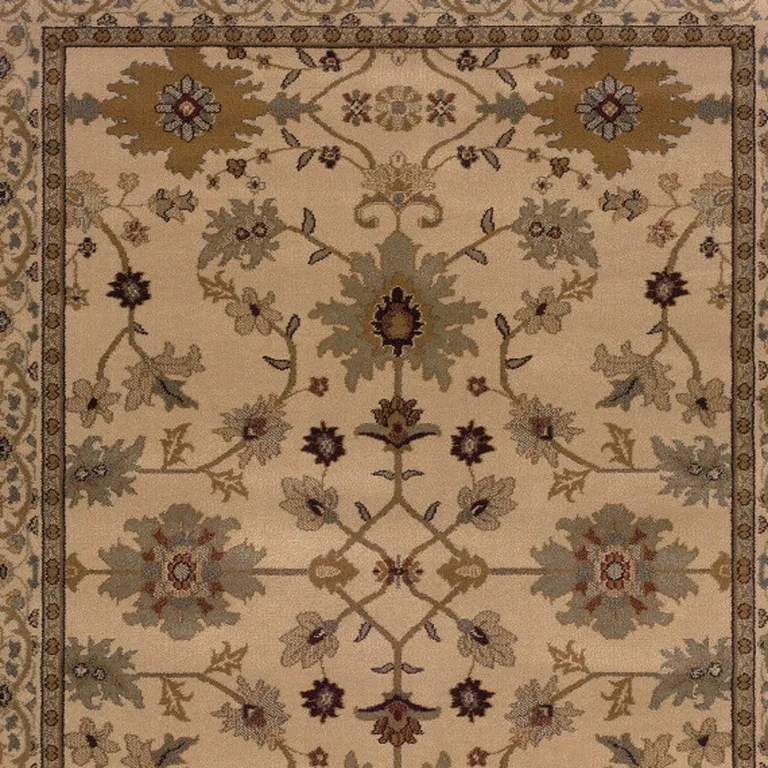 Ivory Oriental Power Loom Stain Resistant Area Rug Photo 3