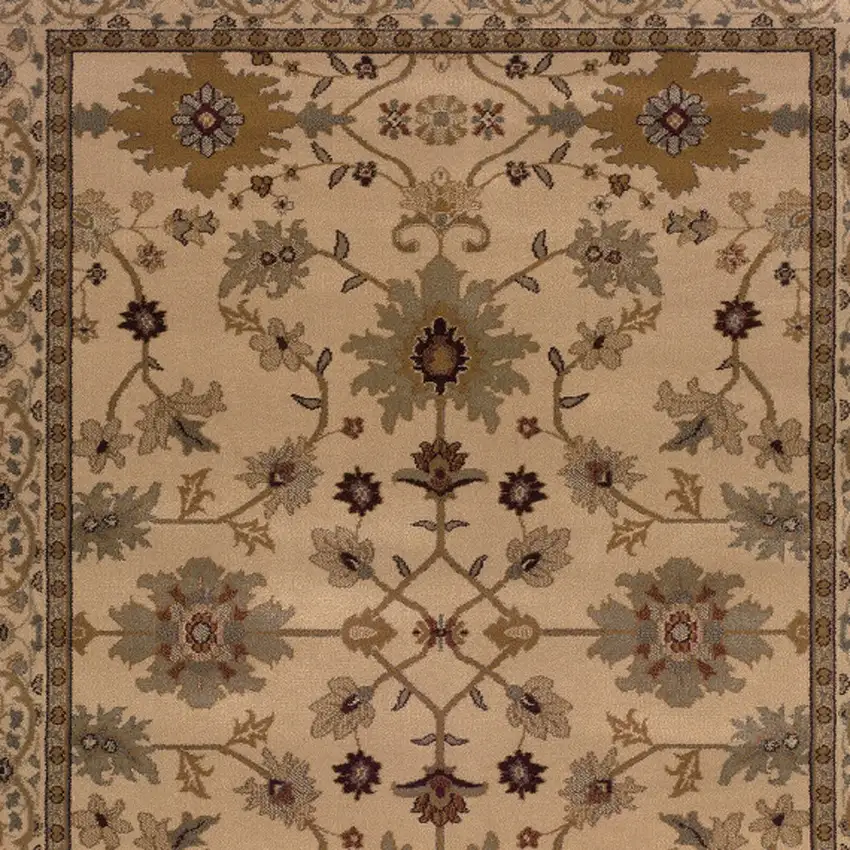 Ivory Oriental Power Loom Stain Resistant Area Rug Photo 3