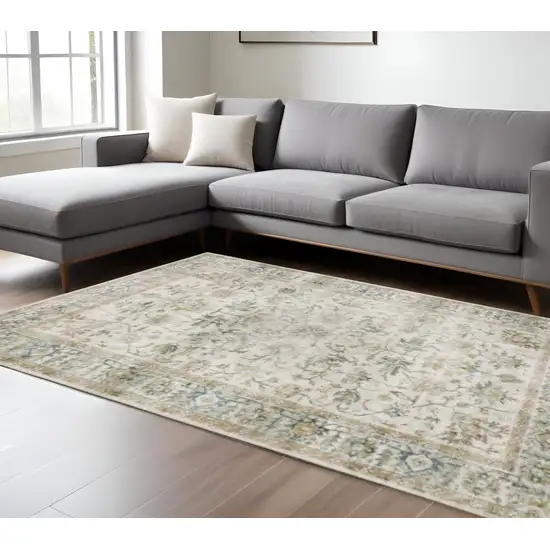 Ivory Oriental Printed Non Skid Area Rug Photo 1