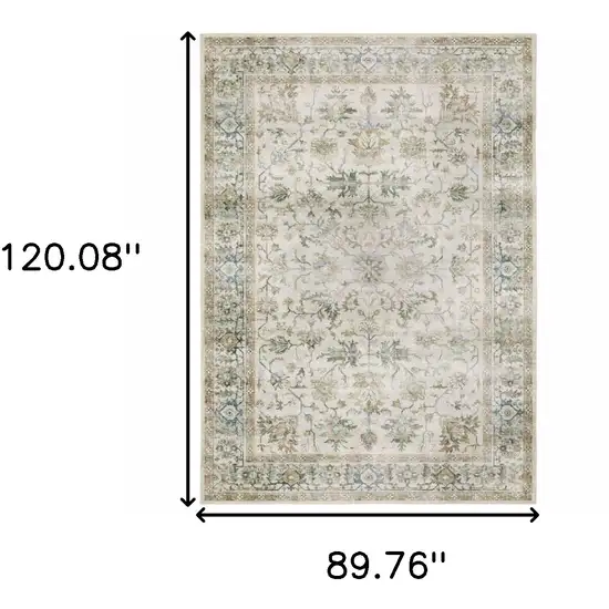 Ivory Oriental Printed Non Skid Area Rug Photo 3