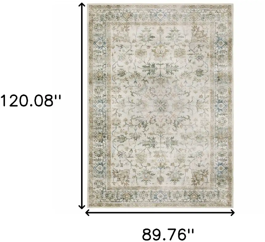Ivory Oriental Printed Non Skid Area Rug Photo 3
