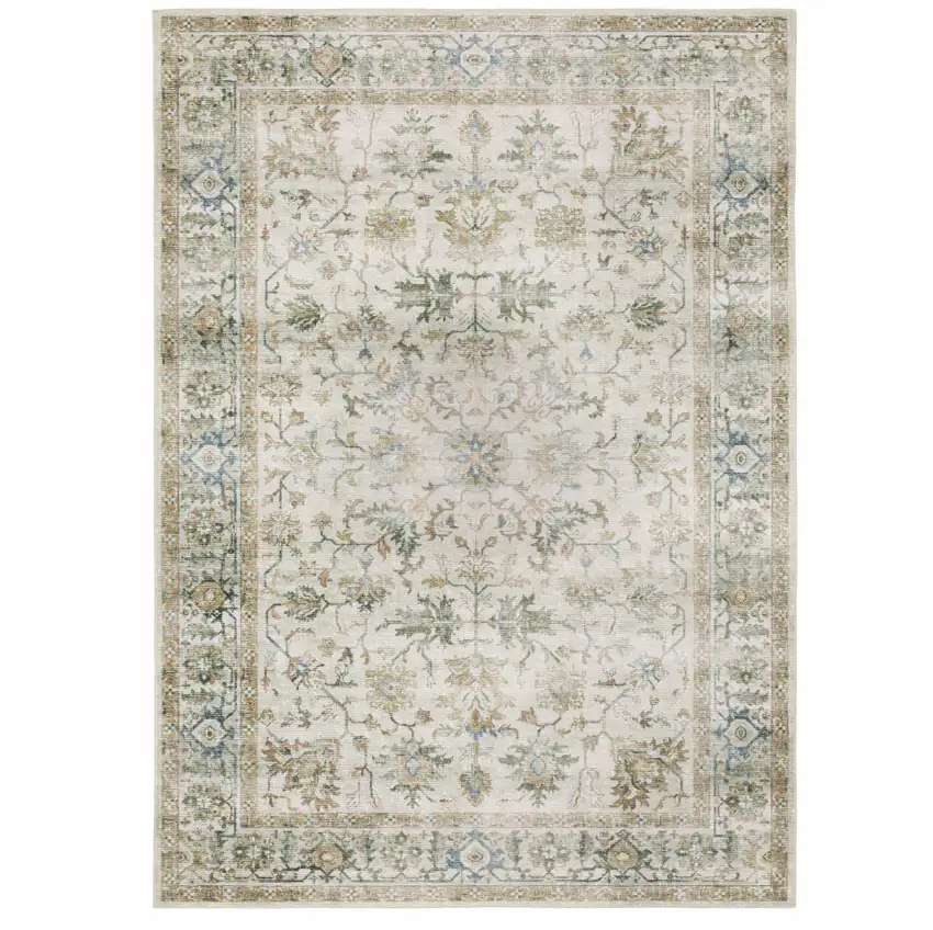 Ivory Oriental Printed Non Skid Area Rug Photo 2