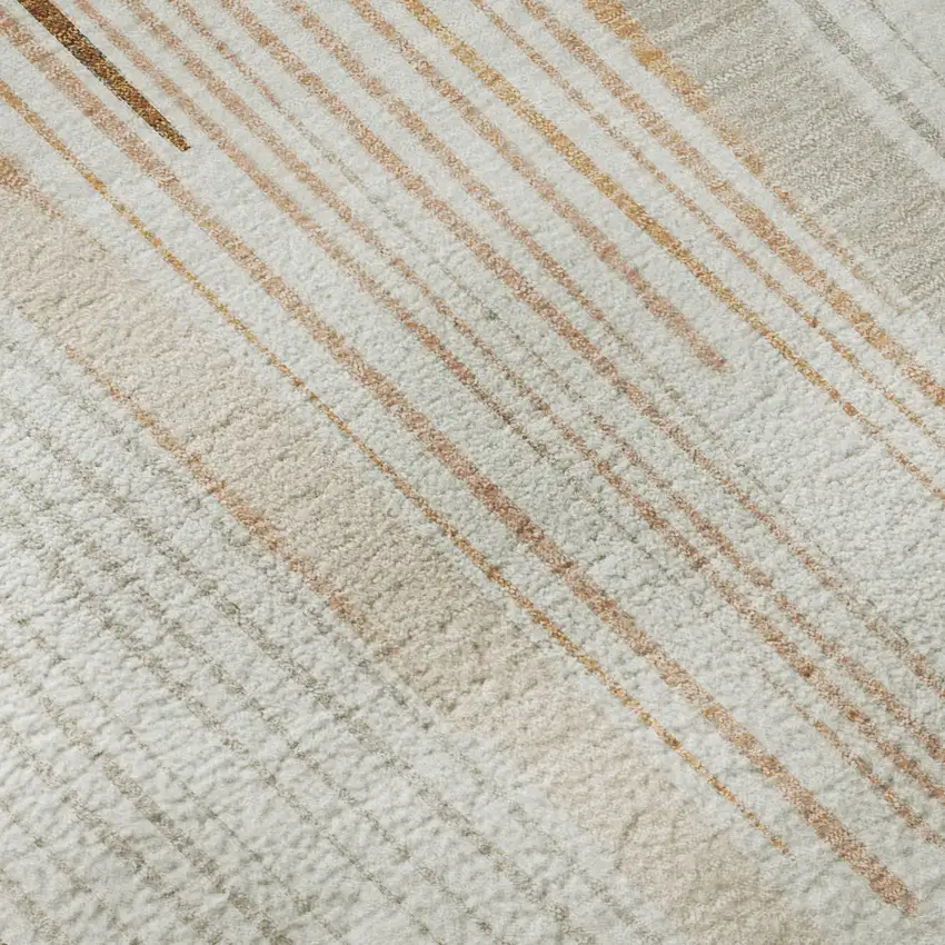 Ivory Peach And Taupe Geometric Washable Area Rug With UV Protection Photo 8