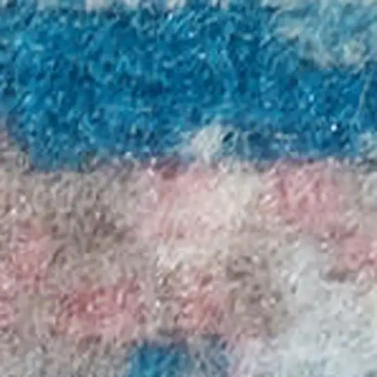 Ivory Pink And Blue Medallion Distressed Area Rug Photo 1
