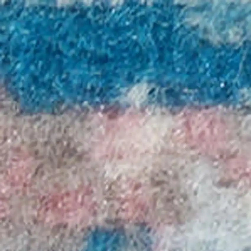 Ivory Pink And Blue Medallion Distressed Area Rug Photo 1