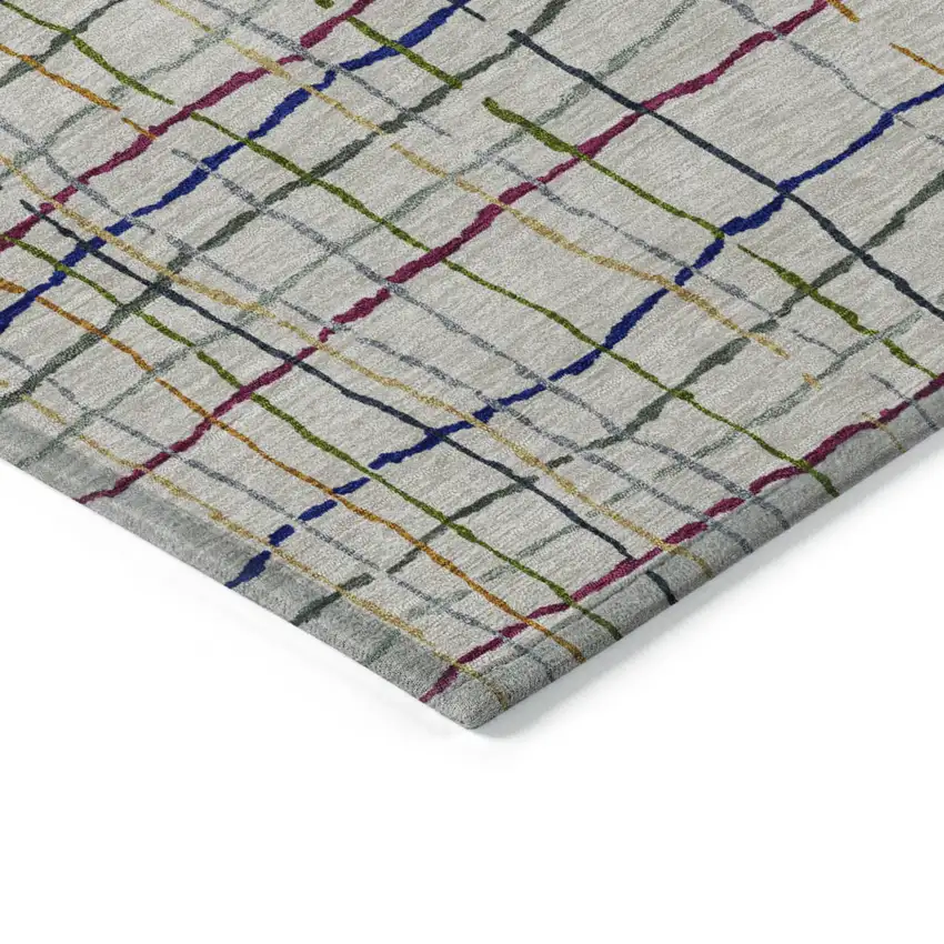 Ivory Pink And Copper Striped Washable Indoor Outdoor Area Rug Photo 4