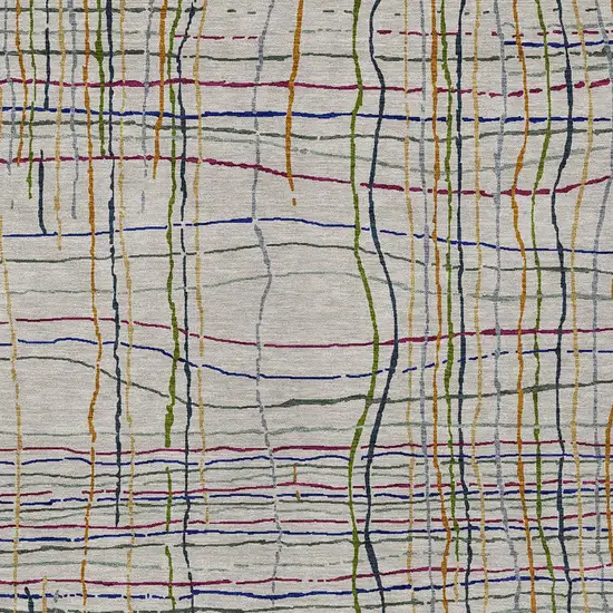 Ivory Pink And Copper Striped Washable Indoor Outdoor Area Rug Photo 6