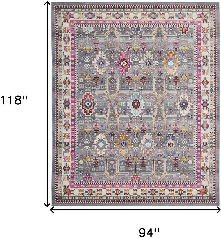 Ivory Pink And Gray Floral Distressed Non Skid Area Rug Photo 3