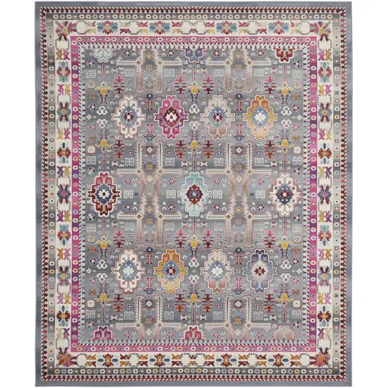 Ivory Pink And Gray Floral Distressed Non Skid Area Rug Photo 7