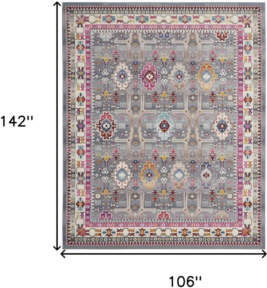 Ivory Pink And Gray Floral Distressed Non Skid Area Rug Photo 3