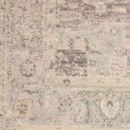 Ivory Pink And Gray Floral Medallion Distressed Area Rug Photo 4