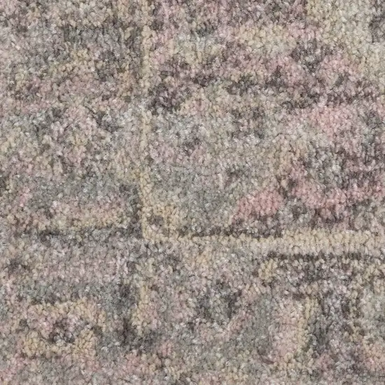 Ivory Pink And Gray Floral Medallion Distressed Area Rug Photo 9