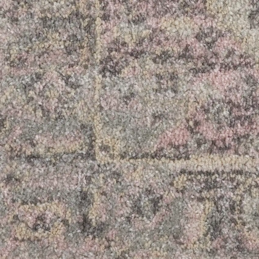 Ivory Pink And Gray Floral Medallion Distressed Area Rug Photo 8