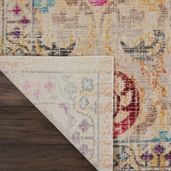Ivory Pink And Orange Floral Distressed Non Skid Area Rug Photo 6