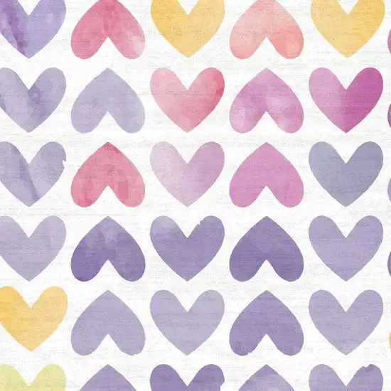 Ivory Pink And Purple Heart Youthful Washable Area Rug Photo 3