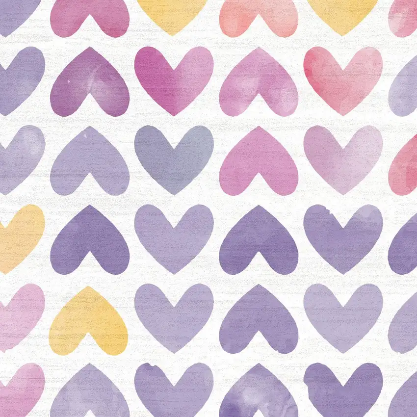 Ivory Pink And Purple Heart Youthful Washable Area Rug Photo 6