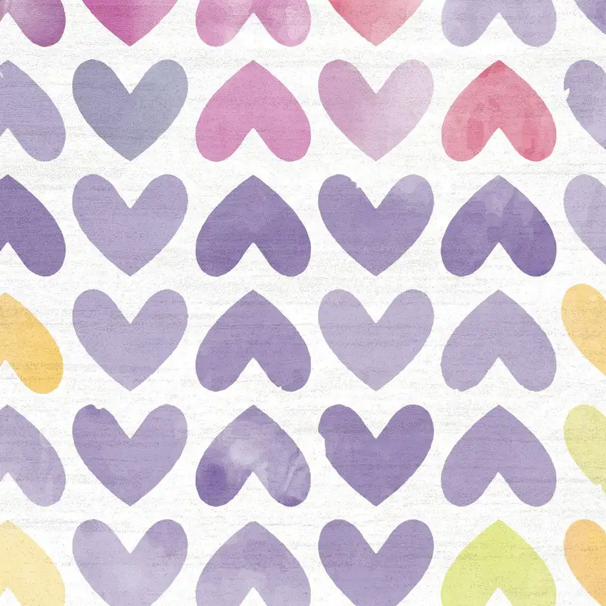 Ivory Pink And Purple Heart Youthful Washable Area Rug Photo 7