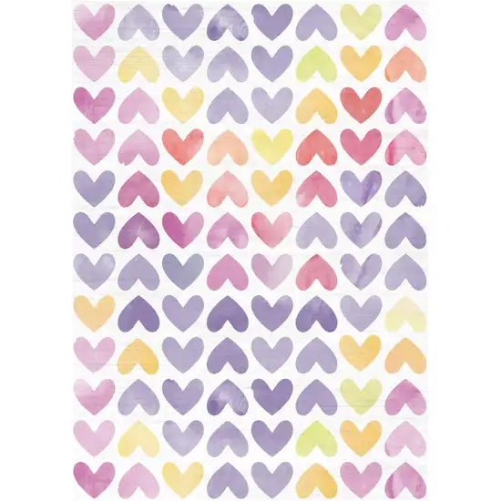 Ivory Pink And Purple Heart Youthful Washable Area Rug Photo 2