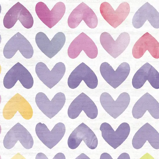 Ivory Pink And Purple Hearts Youthful Washable Area Rug Photo 7