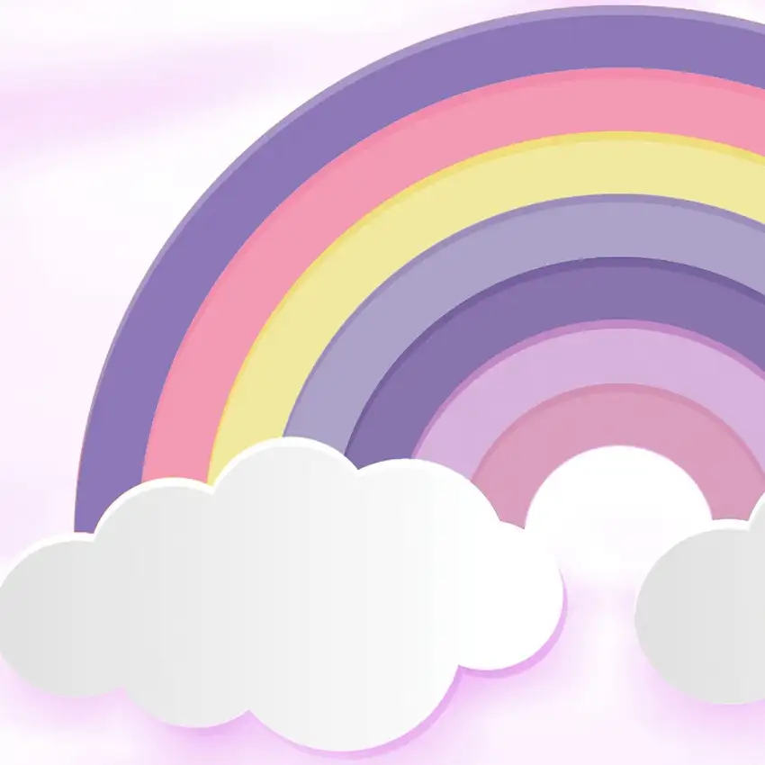 Ivory Pink And Purple Rainbows Youthful Washable Area Rug Photo 8